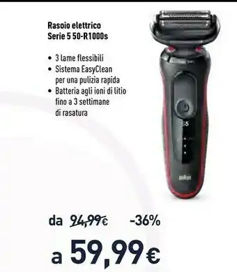 Unieuro Braun Series 5 50-R1000s Rasoio Elettrico Uomo, Rosso offerta