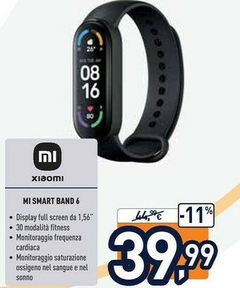 Unieuro Xiaomi Mi Smart Band 6 AMOLED Tracciatore Di Attività Da Braccio 3,96 Cm (1.56") Nero offerta