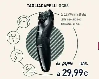 Unieuro Panasonic ER-GC53, Tagliacapelli, Pettine Accessorio, 19 Step Taglio, Lavabile, Nero offerta