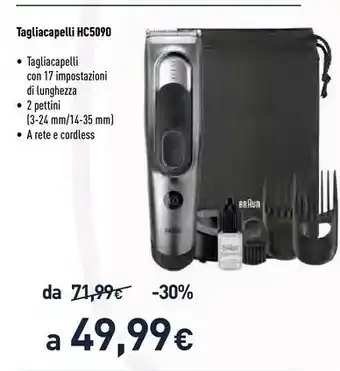 Unieuro Braun HC5090 Ricaricabile Nero, Argento offerta