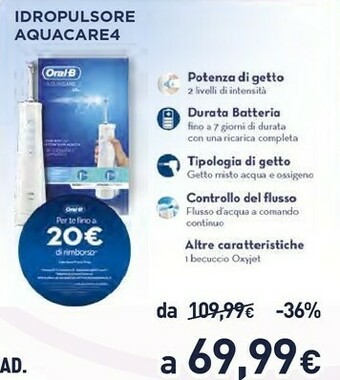 Unieuro Oral-B Aquacare 4 Idropulsore offerta