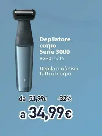 Unieuro Philips BODYGROOM Series 3000 BG3015/13 Rasoio Elettrico / Regolabarba / Tagliabasette Nero, Blu offerta