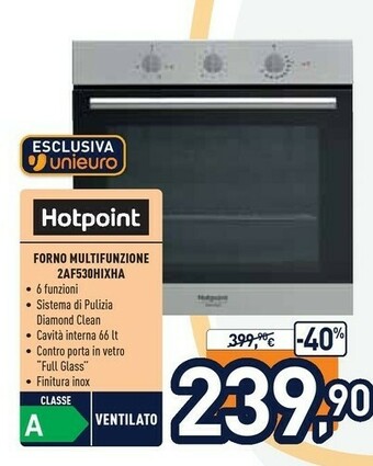 Unieuro Hotpoint 2AF 530 H IX HA Forno Forno Elettrico 66 L Acciaio Inossidabile A offerta