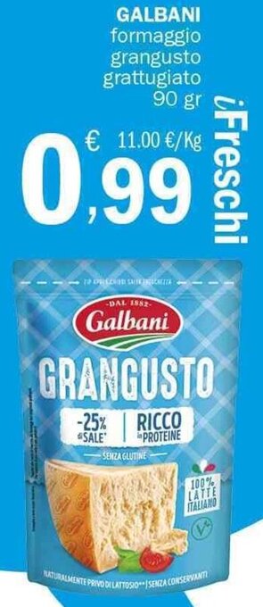Crai Galbani formaggio grangusto grattugiato 90 gr offerta
