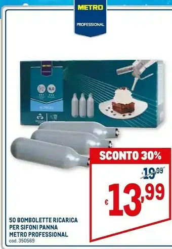 Metro Metro Professional 50 Bombolette Ricarica Per Sifoni Panna offerta