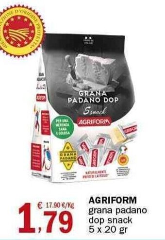 Crai Agriform grana padano dop snack 5 x 20 gr offerta
