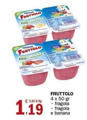 Crai Fruttolo 4 x 50 gr fragola / fragola e banana offerta