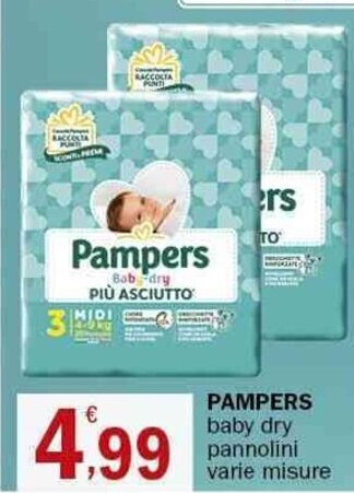 Crai Pampers baby dry pannolini varie misure offerta