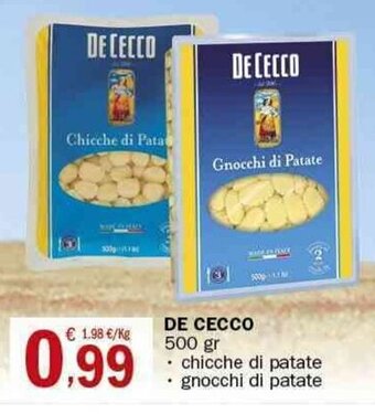 Crai De Cecco 500 gr chicche di patate / gnocchi di patate offerta