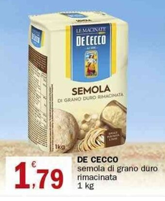 Crai De Cecco semola di grano duro rimacinata 1 kg offerta