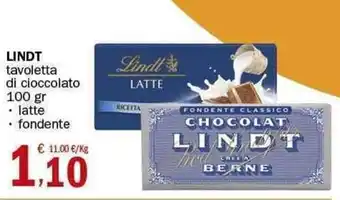 Crai Lindt tavoletta di cioccolato 100 gr latte/fondente offerta