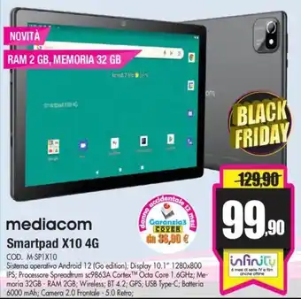 Wellcome mediacom Smartpad x10 4G offerta