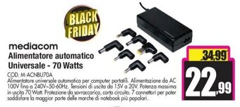 Wellcome mediacom Alimentatore automatico Universale - 70 Watts offerta