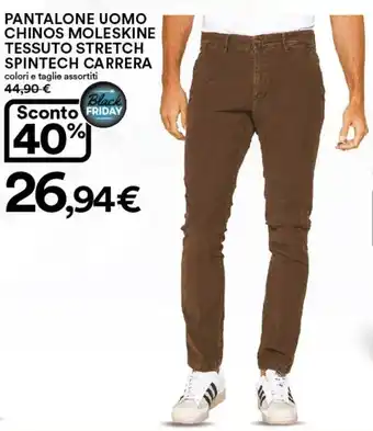 Ipercoop Pantalone Uomo Chinos Moleskine Tessuto Stretch Spintech Carrera offerta