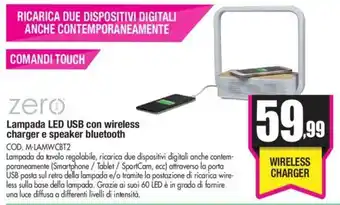 Wellcome zero Lampada LED USB con wireless charger e speaker bluetooth offerta