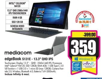 Wellcome mediacom edgeBook S131E-13.3''QHD IPS offerta
