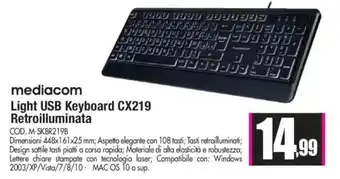 Wellcome mediacom Light USB Keyboard CX219 Retroilluminata offerta