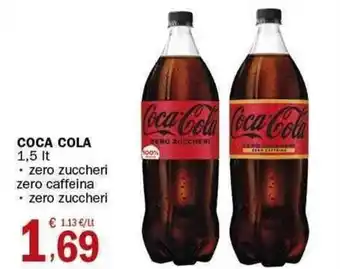 Crai Coca Cola 1,5 lt zero zuccheri zero caffeina , zero zuccheri offerta