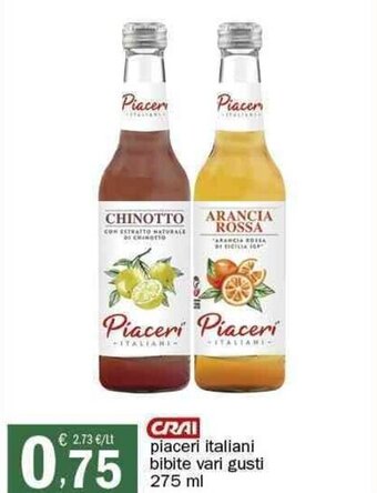 Crai Crai Piaceri italiani bibite vari gusti 275 ml offerta
