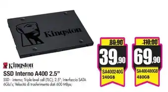 Wellcome Kingston SSD Interno A400 2.5'' 240 GB offerta