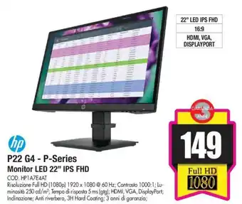 Wellcome hp P22 G4-P-Series Monitor LED 22'' IPS FHD offerta