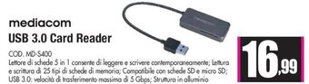 Wellcome mediacom USB 3.0 Card Reader offerta