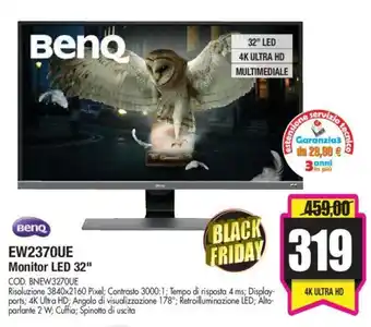 Wellcome Benq EW2370UE Monitor LED 32'' offerta