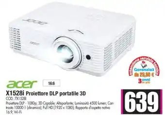 Wellcome acer X1528i Proiettore DLP portatile 3D offerta