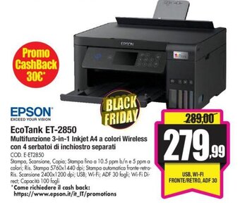 Wellcome Epson EcoTank ET-2850 offerta