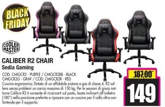 Wellcome Cooler Master Caliber R2 Chair Sedia Gaming offerta