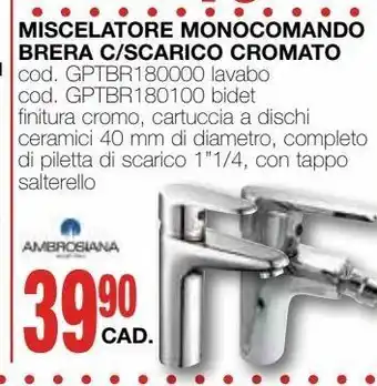 Mondo Brico Miscelatore monocomando brera c/scarico cromato offerta