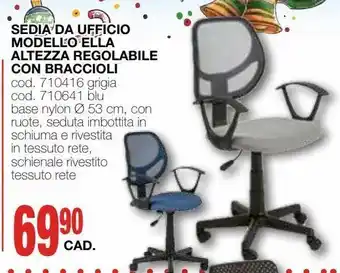 Mondo Brico Sedia da ufficio modello ella altezza regolabile con braccioli offerta