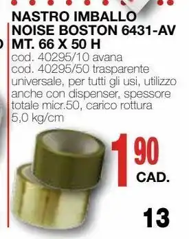 Mondo Brico Nastro imballo noise boston 6431-av mt. 66 x 50 h offerta