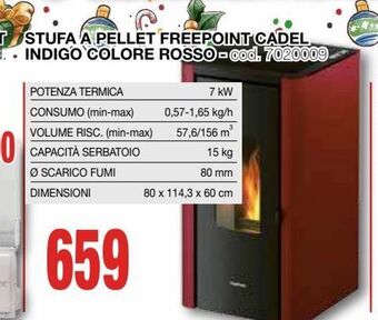 Stufa a pellet freepoint cadel indigo colore rosso