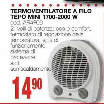 Mondo Brico Termoventilatore a filo tepo mini 1700-2000 w offerta