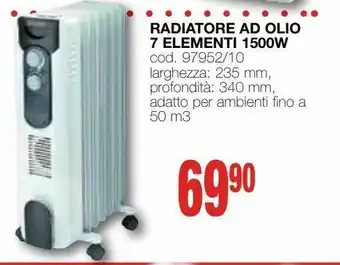Mondo Brico Radiatore ad olio 7 elementi 1500w offerta