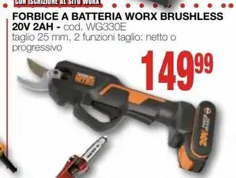 Mondo Brico Forbice a batteria worx brushless 20v 2ah offerta