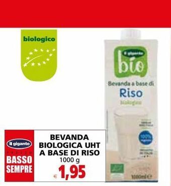Il Gigante Bevanda biologica uht a base di riso 1000g offerta