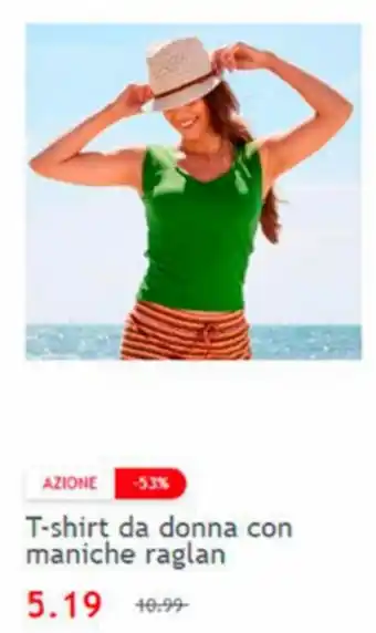 T-shirt da donna con maniche raglan