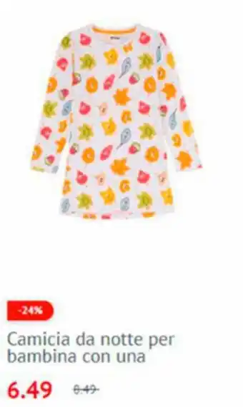 Camicia da notte per bambina con una