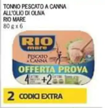 Iper Tosano Rio Mare Tonno Pescato a Canna All'Olio di Oliva 80 g x 6 offerta