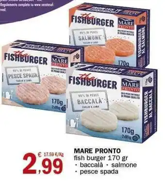 Crai Mare Pronto fish burger 170 gr offerta
