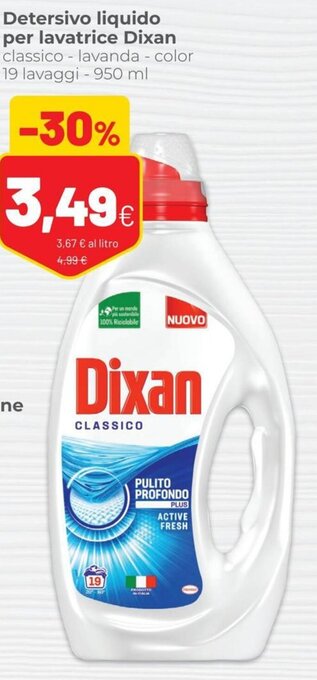 Coop Dixan Detersivo liquido per lavatrice classico - lavanda - color 19 lavaggi 950 ml offerta