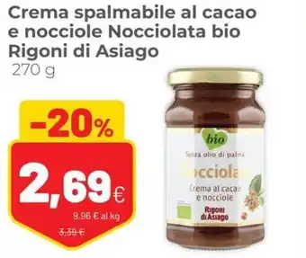 Coop Rigoni di Asiago Crema spalmabile al cacao e nocciole Nocciolata bio 270 g offerta