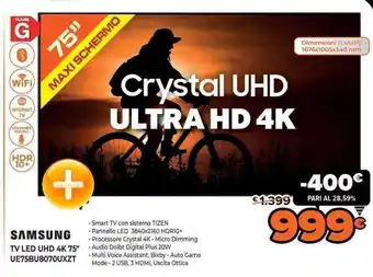 Expert Samsung TV Led UHD 4K 75" UE75BUB070UXZT offerta