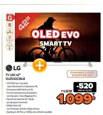 Expert LG TV Led 42" OLED 42C26Lb OLed EVO Smart TV offerta