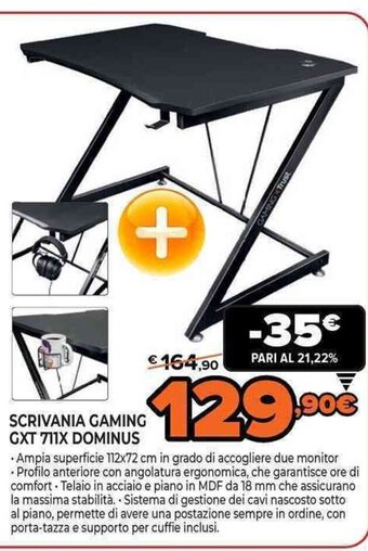 Expert Scrivania Gaming GXT 711X Dominus offerta