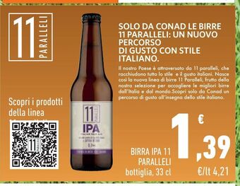 Conad City Birra ipa 11 paralleli 33 cl offerta
