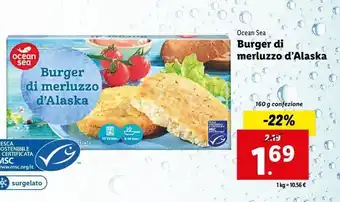 Lidl Burger di merluzzo d'alaska offerta