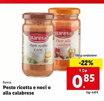 Lidl Pesto ricotta e noci o alla calabrese offerta